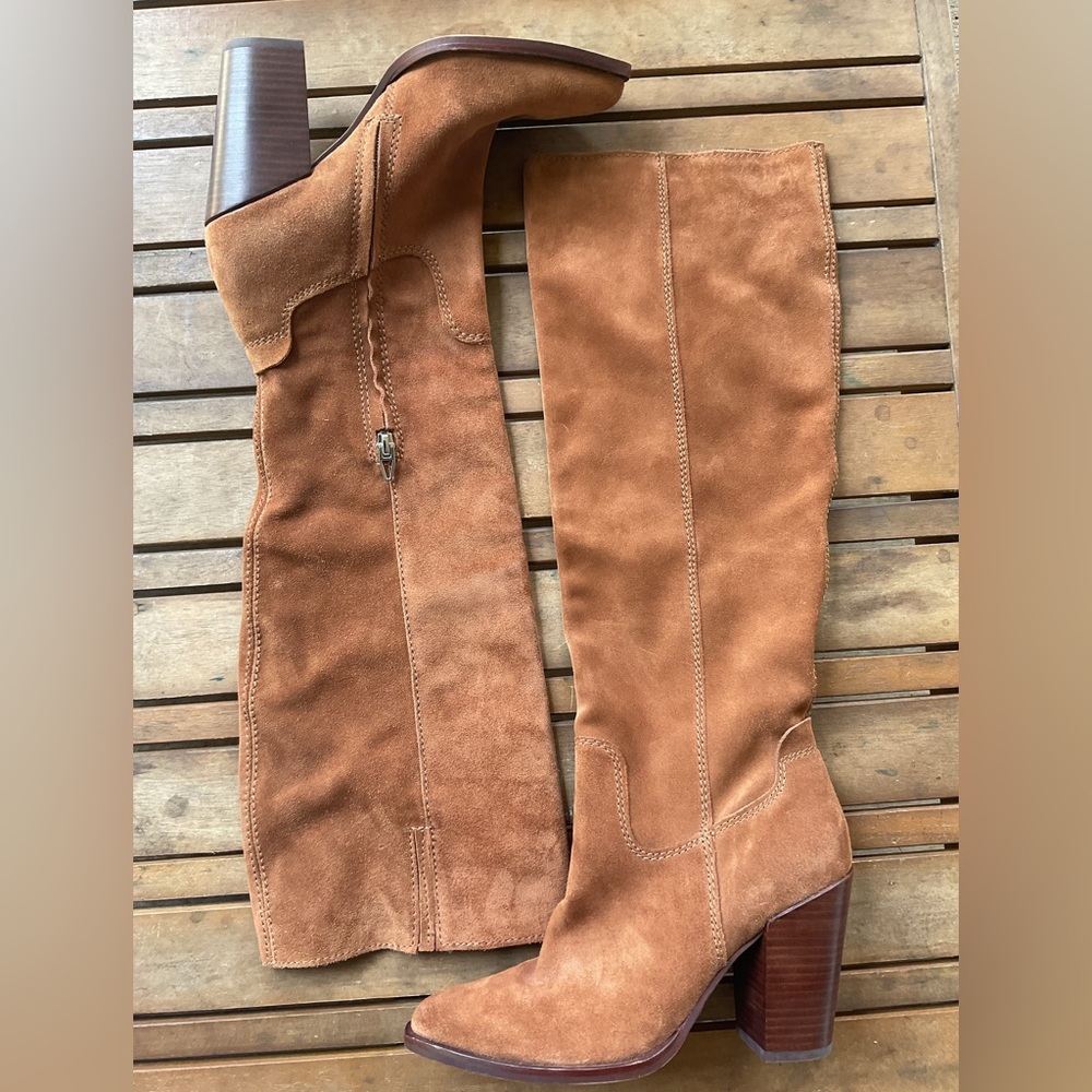 Dolce Vita Tan Suede Heeled Boots Knee High Kylar - Picture 10 of 10